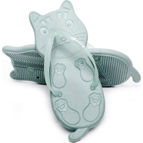 2020 New Flip Flops Cute Cat Womens Slippers Outdoor Light Leisure Beach Sandals Female Fashion Anti-skid Slides