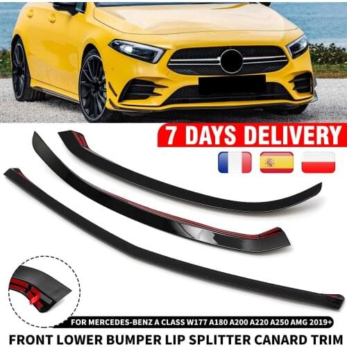 For Mercedes-benz A Class W177 A180 A200 A220 A250 AMG 2019+ Car Front Lower Bumper Lip Splitter Canard Trim Styling Mouldings