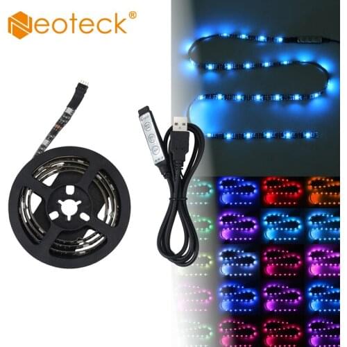 Neoteck USB LED Light Strip RGB Color Changing Background Mood Lighting 5050 RGB IP65 With 3key RGB Strip Mini Controller Strip