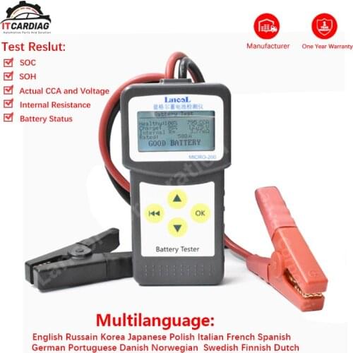 MICRO-200 Auto battery tester 12v 100-2000CCA 30-200Ah Automotive Battery Diagnostic Tool For All car lead-acid starter battery