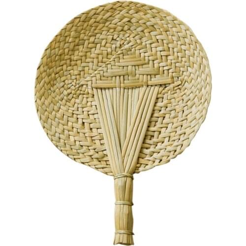 1pc Hand-Woven Fan Cattail Leaf Braided Fan Chinese Style Handmade Straw Fan Hand Fan Mosquito Repellent Hand Fans Cooling Fan