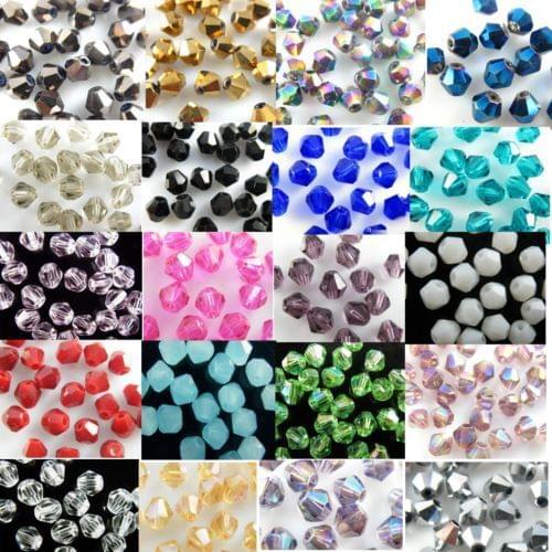 TOP quality 4mm 200pcs AAA Bicone Upscale Austrian crystals beads loose ball supply AB color plating Jewelry Making DIY