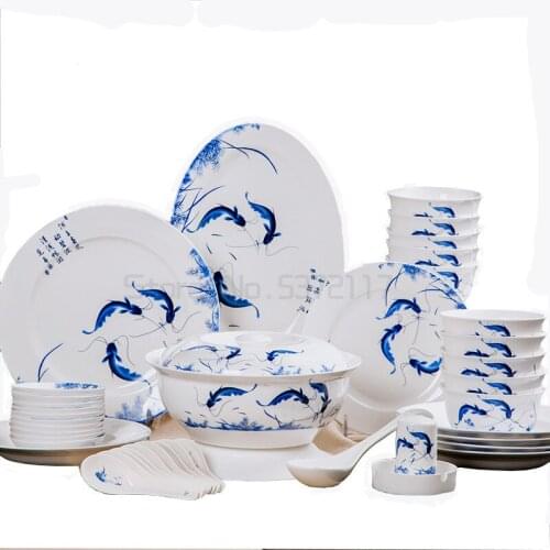 Jingdezhen high-grade bone china enamel color blue and white exquisite porcelain heart to become rich peony ceramic table