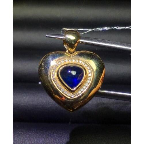 Fine Jewelry 18 K Gold AU750 Natural 100% nature Blue Sapphire 1.32ct Gold Diamonds Pendant Gemstone Necklaces for Women