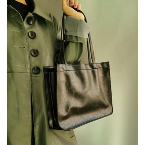 Women Bag 2021 New Spring PU Tote Bag Vintage Solid Zipper Soft High-Capacity Shoulder Bags Handbag All-match Simple Women Bag