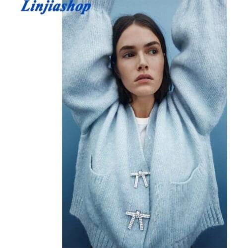 Autumn winter women cardigan casual fashion new office ladies sweater mujer button pockets flare sleeve invierno