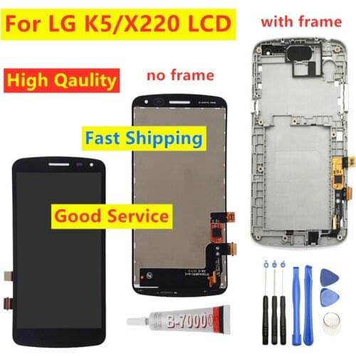 100% Tested 5.0" For LG K5 X220 X220MB X220DS LCD Display Touch Screen Digitizer Assembly Replacement LCD With Frame For LG K5