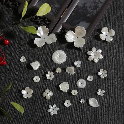 10Pcs/Lot Mix Size Acrylic Flower Shape Alloy Beads Caps Jewelry Findings Spacer Beads For Jewelry Making Necklace Bracelets