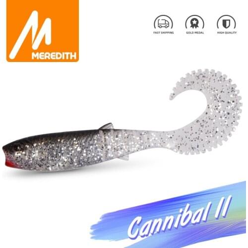 MEREDITH 90mm 4.8g Cannibal Curved Tail Fishing Soft Lures 10pcs Lifelike Soft Artificial Lure Soft Baits Wobblers Lures Fishing