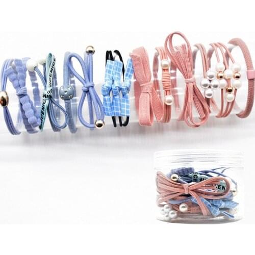 YVLAH 12Ps/Set New Hair Ring Colorful Rubber Band Sweet Head Rope For Women Girl