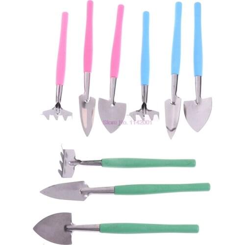 300sets 3pcs/set Home Gardening Tool Set Balcony Home-grown Mini Digging Suits Shovel Rake Garden Tools Combination Green