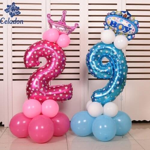 32 inch Pink/ Blue Number foil Balloons Digit Helium Ballons Birthday Party Wedding Decor Air Baloons Event Party Supplies
