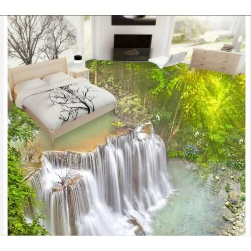 3d wallpaper waterproof floor 3d wallpaper 3D waterfall floor pvc self-adhesive wallpaper pvc floor wallpaper