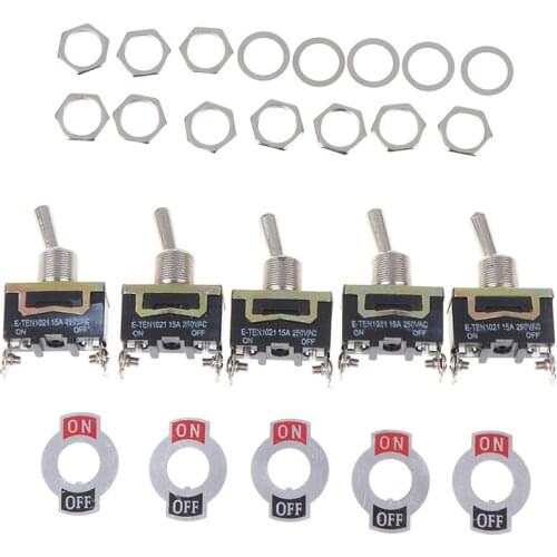 5pcs 15A 250V SPST 2Pin Heavy Duty Car Boat ON/OFF Rocker Toggle Switches