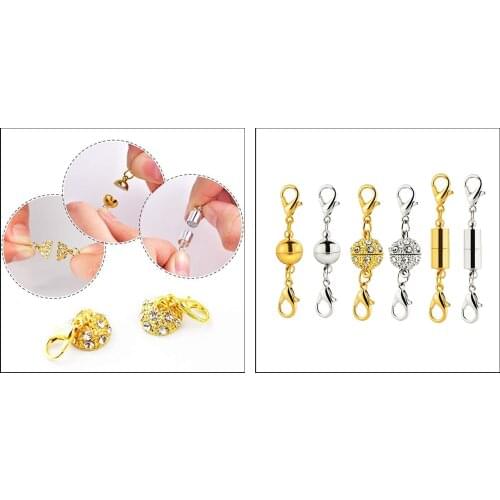 6pcs Jewelry Magnetic Clasps Round/ Cylinder Magnet Lobster Clasps for Bracelet Necklace Connector Extender for Anklet Chains