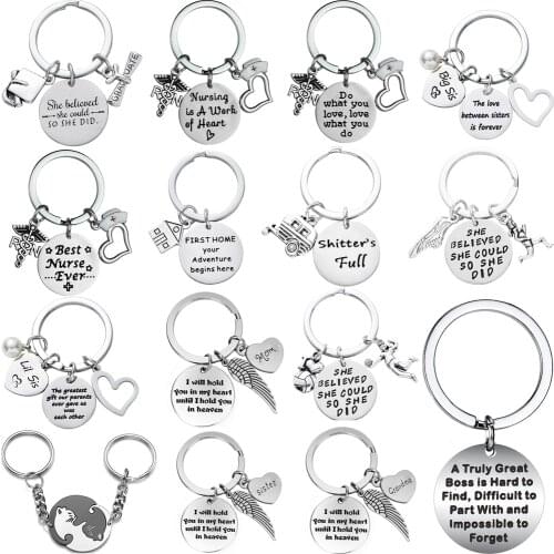 Keychain Family Friends Lover Sister Colleague Mom Son Dad Grandpa Daughter Lover Wife Husband Keyring Birthday Graduation Gifts