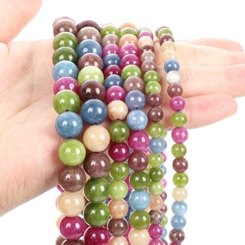 High Quality AAA 6-10mm Natural Stone Beads For Jewelry Making DIY Round Tourmaline Stone Bead Charm Bracelet Necklace Handmade