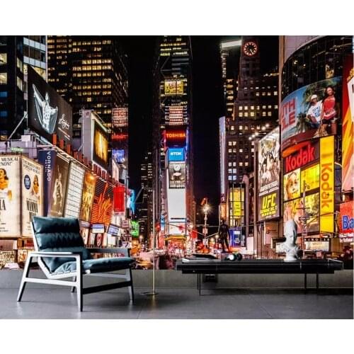 European style retro Hong Kong city night view decoration KTV background wall