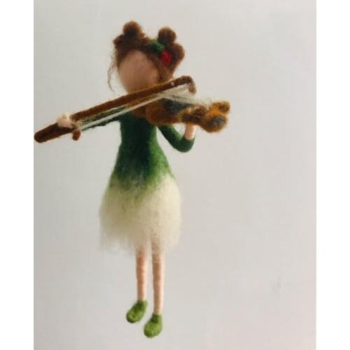 Non Finished Fairy Girl Play Music Violin Toy Doll Wool Needle Felt Kit DIY Handmade Poked Needle Material Package For Women
