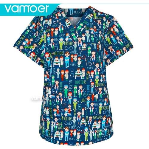 Cotton Dentist Hospital spa uniform beauty salon Pet shop uniform Fashion Slim Fit top scrub clothes women scrubs lab coat