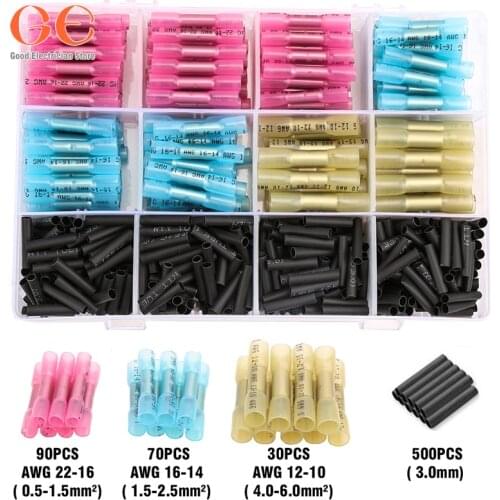 Good Electrician 690PCS Assorted Fullly Insulated Heat Shrink Butt Splice Connectors Crimp Terminals Soldering Sleeve Kit