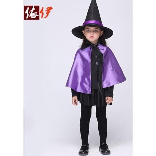 Costume Halloween For Girls Witch Cosplay Sets With Hat Cloak Top Shirt And Skirts Sets 2020 New Festival Performance Set Party