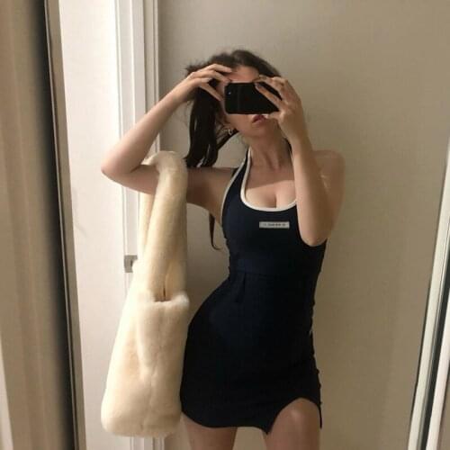 Fashion Basic cotton lace up mini dresses womens summer new black Slim Soft home wear street casual bodycon dresses mujer