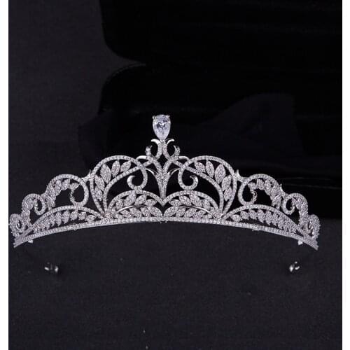 Funmode Fashion Water Drop Tiaras Bridal Crowns Cubic Zircon Hair Accessory Dress Jewelry Wholesale FC35