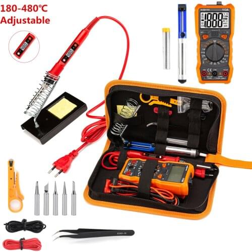 Letme soldering iron kit with Digital multimeter 6000 counts AC/DC voltage meter Flash light solder iron 80W 220V welding tool