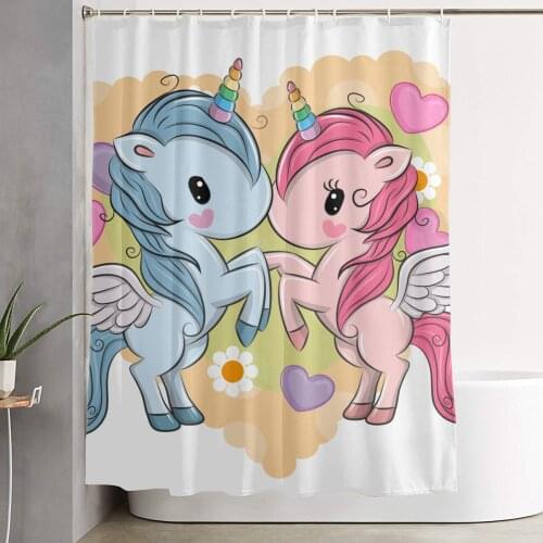 Unicorn 3D Print Nordic Style Shower Curtain Set Hook Home Decoration Bathroom Waterproof Customized Dropshipping Polyester