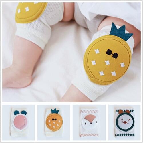 0-3Years Baby Knee Pads Infant Non Slip Crawling Elbow Cartoon Animal Mesh Breathable Kneepads Protector Toddler Safety Cushion