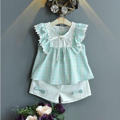 2021 new summer childrens net red girls summer childrens fashion fashionable Korean two-piece suit kids clothes