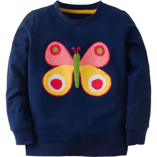 Jumping Meters New Arrival Butterflies Embroidered Autumn Winter Girls Sweatshirts Hot Selling Children Clothes Cute Costume