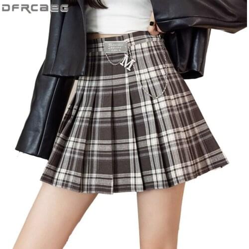 Preppy Style Thick Mini Pleated Skirt Women 2019 Winter Casual School Kawaii Plaid Short Skirt Ladies High Waist Saia Faldas