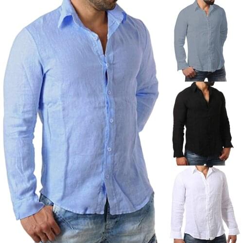 Men Casual Shirts 2021 Summer New Fashion Solid Color Man Long Sleeve Cotton Slim Fit Casual Business Button Shirt Tops