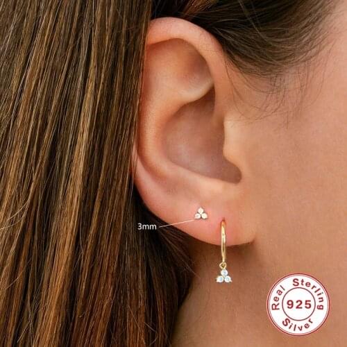 Aide 2.5/3mm Pendientes Plata S925 Crystal Zirconia Stud Earrings for Women Piercing Earings 925 Sterling Silver Jewelry Joyero