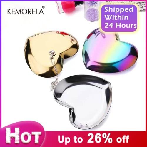 Heart Shaped Jewelry Serving Plate Storage Metal Tray Storage Decoration Ornaments Arrange Fruit Cake Tea Tray Home Dessert Dish