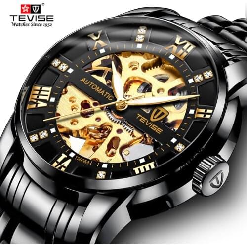 Top Brand Number Army Sport Design Mechanical Waterproof Mens Full Steel Luxury Male Clock Men Automatic Skeleton Watch