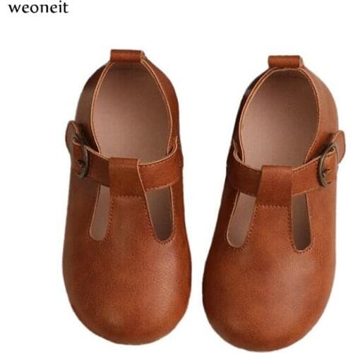 Weoneit New 2020 Flower Girls Leather Dress Shoes for Toddler Girls Spring Princess Shoe Party and Wedding Single Shoes