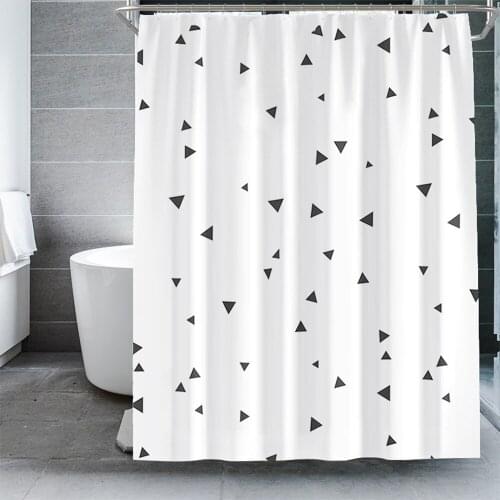 White background triangle printed shower curtain machine washable Bath curtain waterproof fabric curtain for Bathroom home Decor