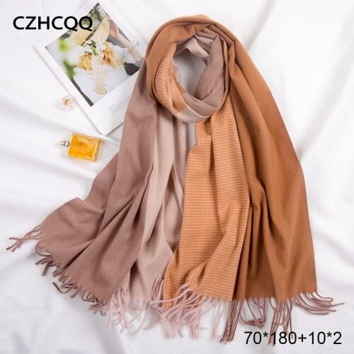 Winter Cashmere Scarf Womens Scarves Handkerchief Wool Bandana Pashmina Shawls Trumpet Stoles Blanket Female Scarves For Women