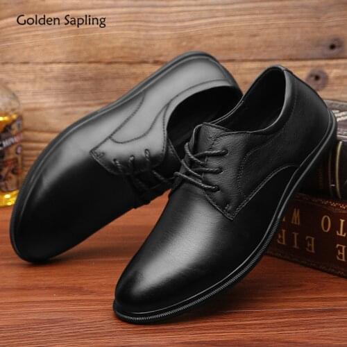 Golden Sapling Formal Shoes Casual Business Flats Genuine Leather Oxfords Derby Mens Shoes Fashion Leisure Classics Loafers Men