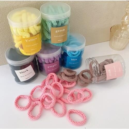 30Pcs/Set Large Intestine Candy Colors Elastic Rubber Band Women Ponytail Wave Pattern Headwear Cute Girls Hair Accessories 2021