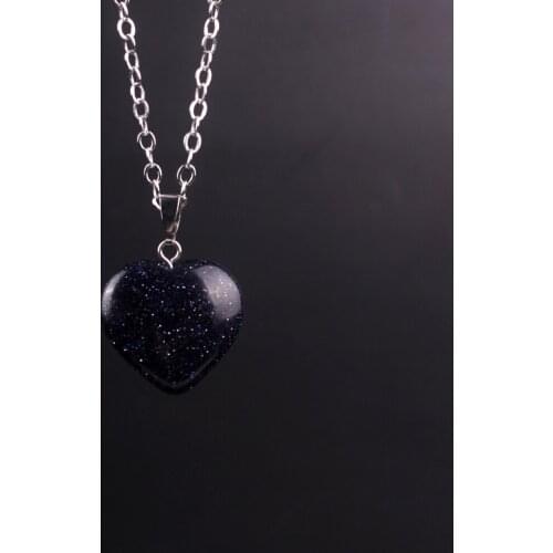 Wholesale Assorted Fashion 50pcs Mixed Blue Sandstone Natural Stone Charms Necklaces 20mm Heart Pendants For Jewelry Making Free