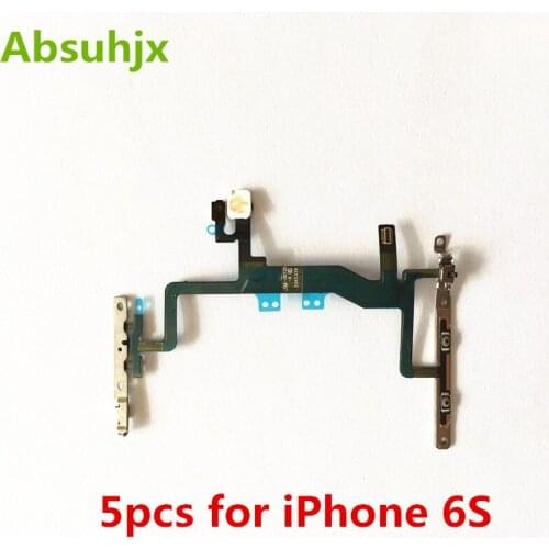 Absuhjx 5pcs Power Flex Cable for iPhone 6S 4.7'' Flash Light Switch On Off Button Wth Metal Bracket Parts