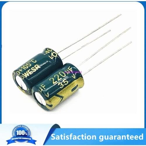 12pcs/lot Q09 Low ESR/Impedance high frequency 35v 220UF aluminum electrolytic capacitor size 8*12 220UF35V 20