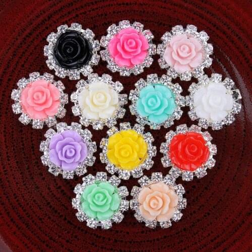 Flatback resin round Rhinestone Button For Hair Flower Wedding Embellishment Pearl Button
