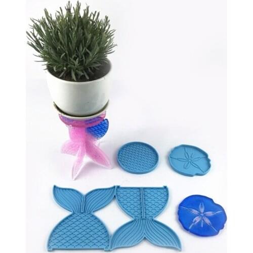 Potted Plant Stand Molds Mer-maid Tail Shaped Display Stand Epoxy Mold for Crafts Casting DIY Potted Holder Home Decor