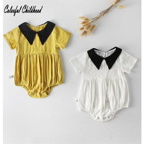 Cotton linen short romper baby boy/girls short sleeve jumpsuit summer infant newborn body clothes baby onesies