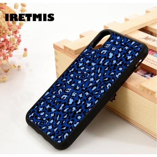 Iretmis 5 5S SE 2020 6 6S TPU Silicone Rubber Phone Case Cover for iPhone 7 8 Plus X Xs 11 12 MINI Pro Max XR Blue Cheetah